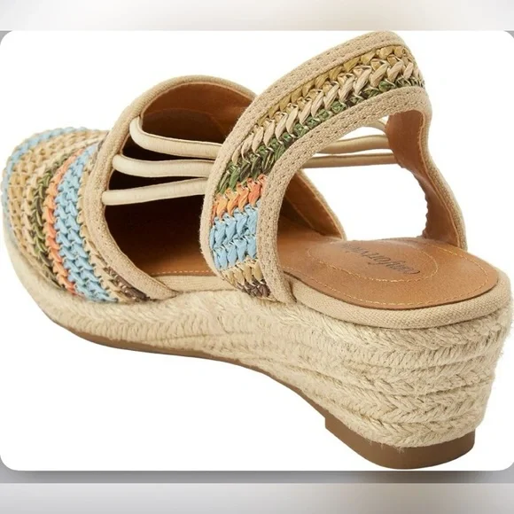 Comfortview Multicolor Braided Clea Espadrille Wedge Sandal, Size 10.5 Wide - Picture 3 of 16